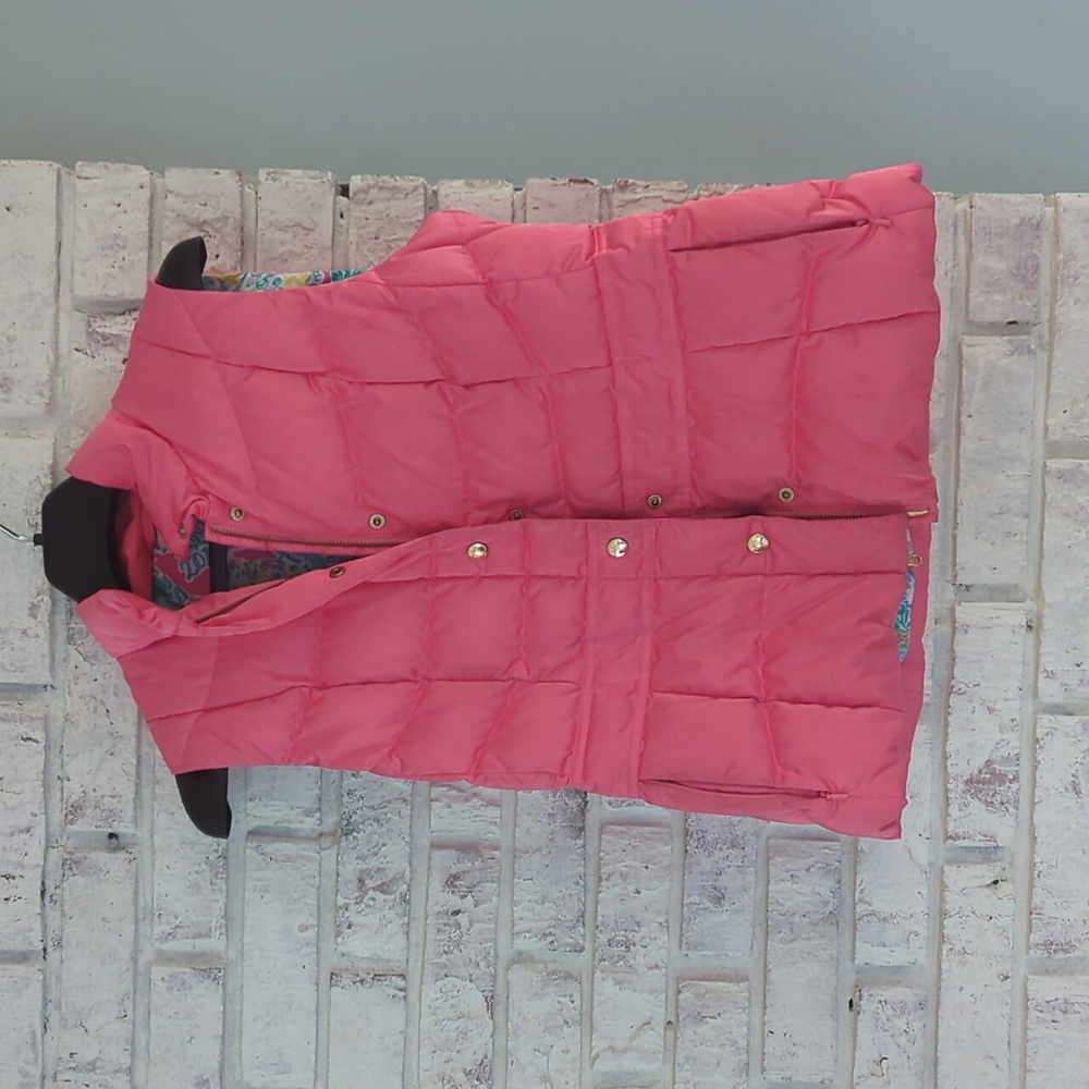 Lilly Pulitzer down puffer vest medium, pink